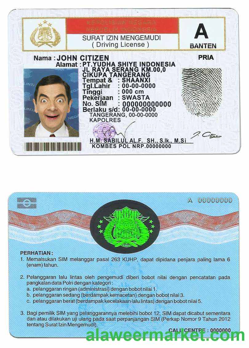 Indonesia driving license
